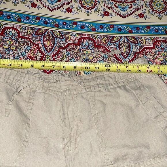 LIZ CLAIBORNE Liz wear khaki linen drawstring 4 pocket shorts - Picture 16 of 16